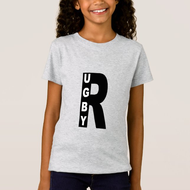 T-shirt jersey fin filles  DESIGN  RUGBY (Devant)