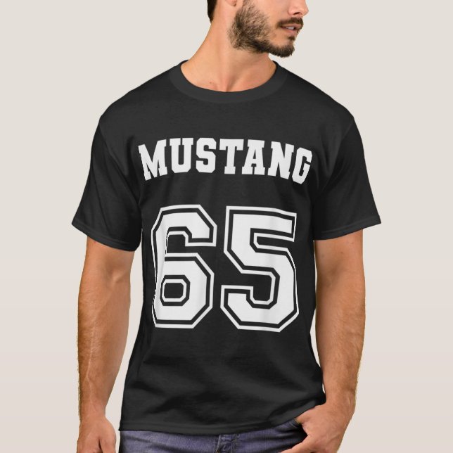 T-shirt Jersey Style Classic Mustang 65 1965 Horse Airplan (Devant)