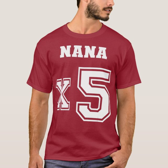 T-shirt Jersey Style Nana x5 x 5 petits-enfants Fier Maman (Devant)
