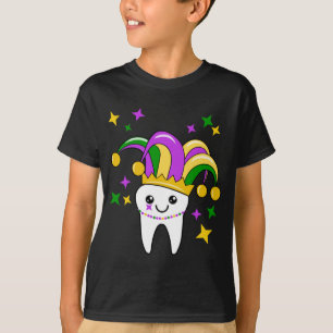 T-shirt Jester de dent mignonne Casquette Mardi Gras _ Den