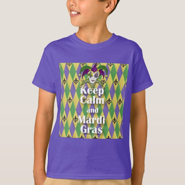 T-shirt Jester Mask Keep Calm and Mardi Gras (Devant)