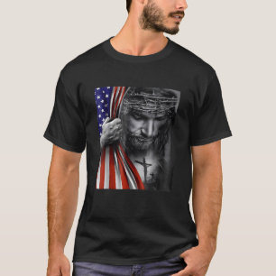 T-shirt Jésus 4 juillet Drapeau Américain Foi chrétienne C