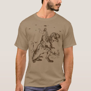 T-shirt Jésus À cheval Un Dinosaure Drôle Alien UFO Enduct