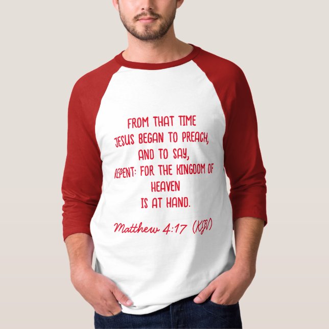 T-shirt JÉSUS A Commencé À Prêcher - Rouge Noël 3/4 Manche (Devant)