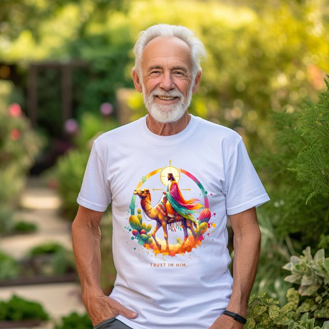 T-shirt Jésus à dos de chameau dans un paysage désertique  (Créateur téléchargé)