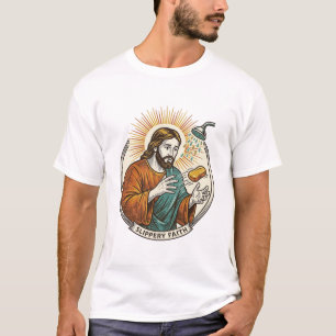 T-shirt Jésus a laissé tomber du savon glissant dans la ba