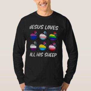 T-shirt Jésus Aime Toute Sa Fierté Mouton Lgbt Drapeau Gay