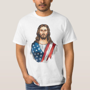 T-shirt Jésus avec drapeau américain