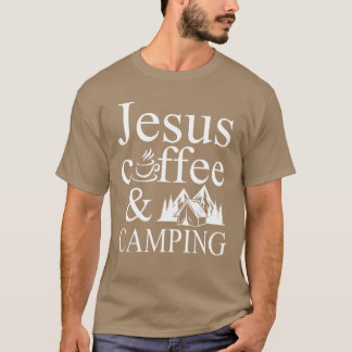 T-shirt Jésus Café et amis sur le thème du camping