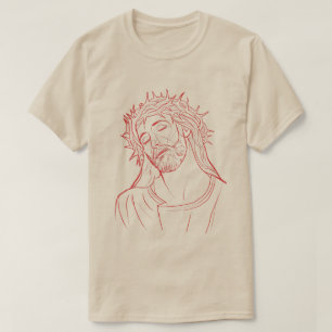 T-shirt Jésus-Christ avec la couronne du rouge de portrai