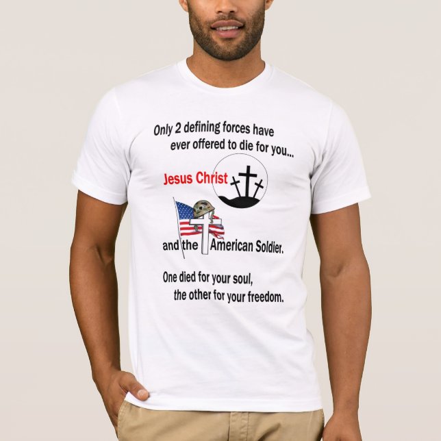 T-shirt Jésus-Christ et le soldat américain (Devant)