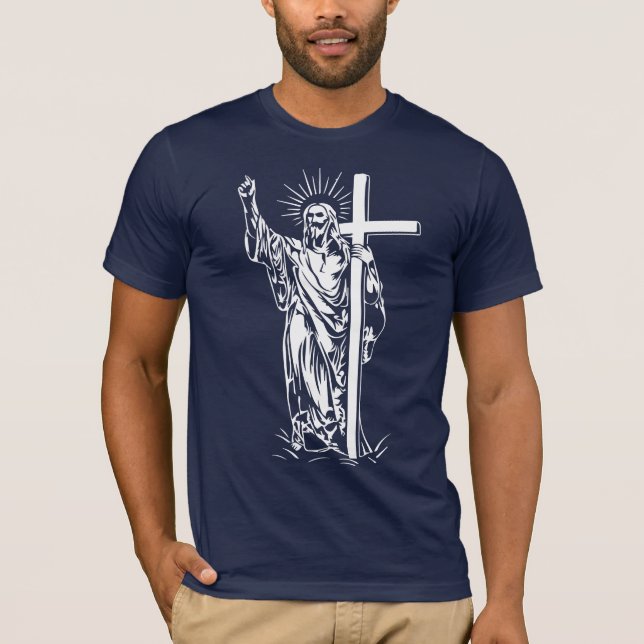 T-shirt Jésus Christ et une croix (Devant)