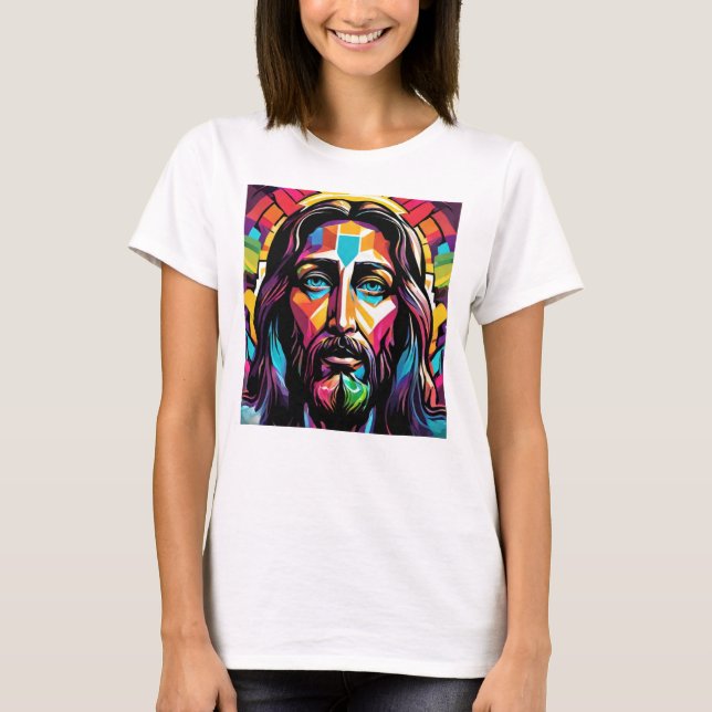 T-shirt Jésus Christ Noël de Pâques Coloré Abstrait (Devant)