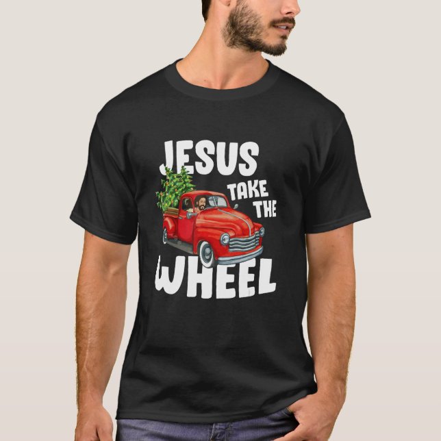 T-shirt Jésus Christ Prenez La Roue Camion Rouge Noël Ch (Devant)