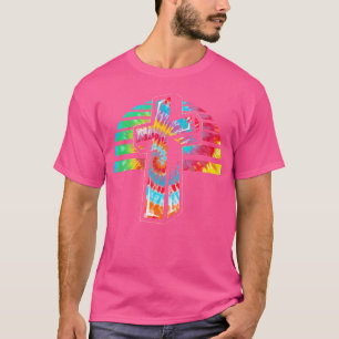 T-shirt Jesus Christian Cross Tie Dye Rainbow Religieux Bi