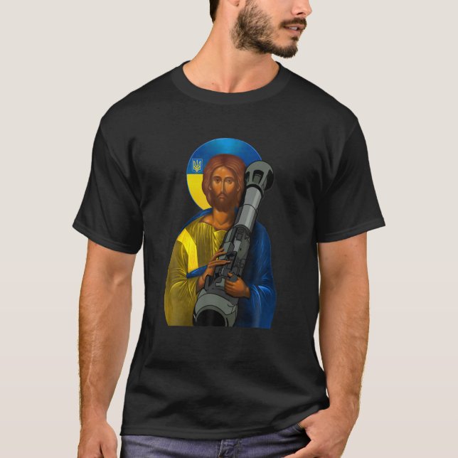 T-shirt Jésus Christian Je Me Trouve Avec L'Ukraine Ukrain (Devant)