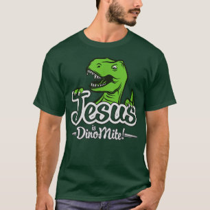 T-shirt Jésus coloré est Dino Mite Jeune chrétien de Dino
