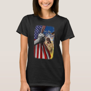 T-shirt Jésus Croix Drapeau Dieu béni Amérique