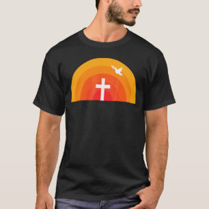 T-shirt Jésus Cross Sunset Dove Avec Olive Branch Faith Ch