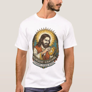T-shirt Jésus énervant pelage autocollant papier résidu ma
