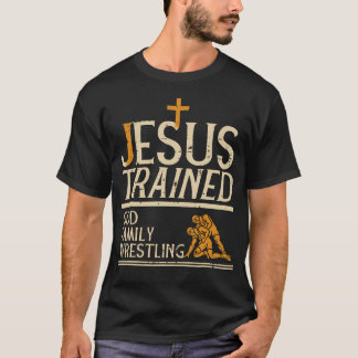 T-shirt Jésus Entraîné Dieu Famille Lutte Chrétien Lutteur