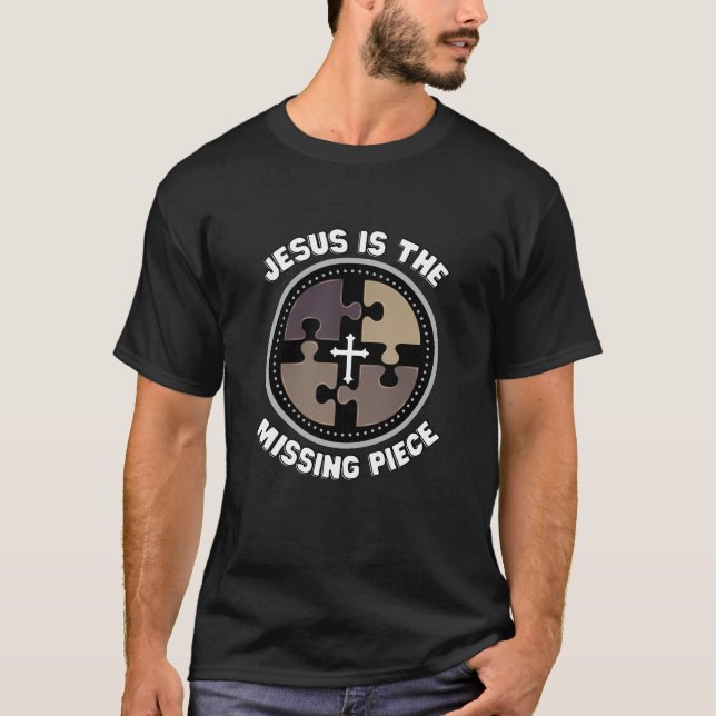 T-shirt Jésus est la pièce manquante, croix, pièces de puz (Devant)