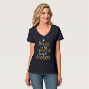 T-shirt Jésus Est La Raison De La Saison Noël Or 