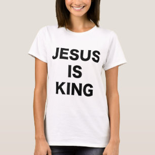 T-shirt Jésus est le roi Gras Texte Noir Chrétien Religieu