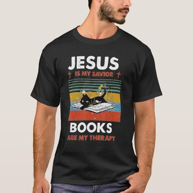 T-shirt Jésus est mon sauveur Chats sont ma Thérapie (Devant)