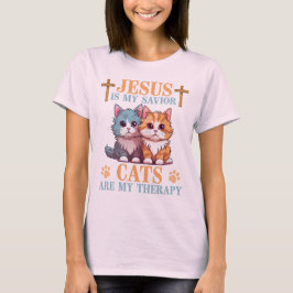 T-shirt Jésus est mon sauveur Chats sont ma thérapie chrét