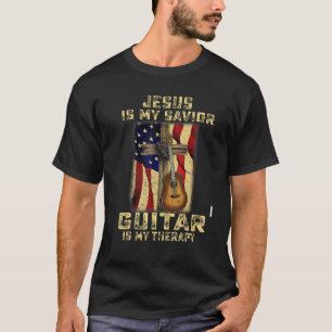 T-shirt Jésus Est Mon Sauveur Guitare Est Ma Thérapie Chré