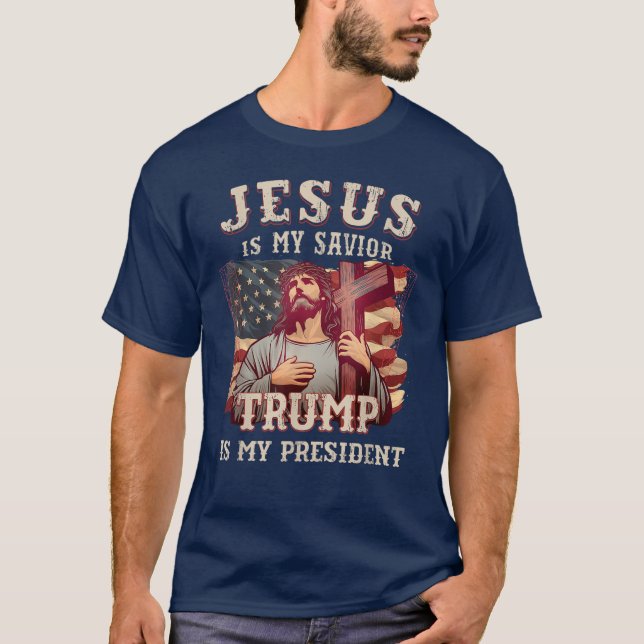 T-shirt Jésus Est Mon Sauveur Trump Est Mon Président (Devant)