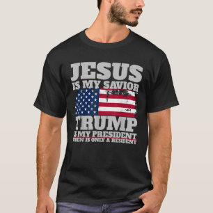 T-shirt Jésus Est Mon Sauveur Trump Est Mon Président Bide