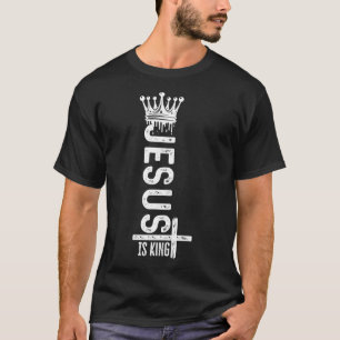 T-shirt Jésus est roi   Texte chrétien Vintage blanc