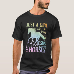 T-shirt Jésus Et Chevaux Cadeaux De Cheval Pour Filles Fem