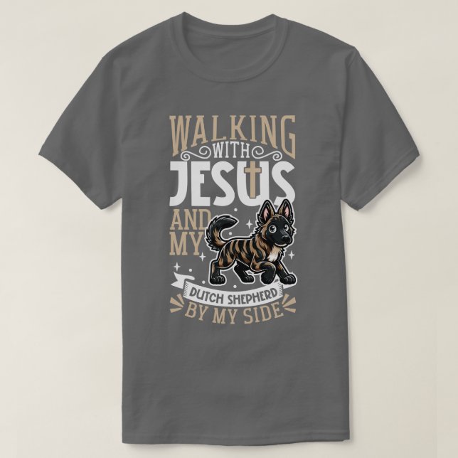 T-shirt Jésus et chien Berger néerlandais (Design devant)