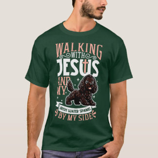 T-shirt Jésus et chien Irish Water Spaniel