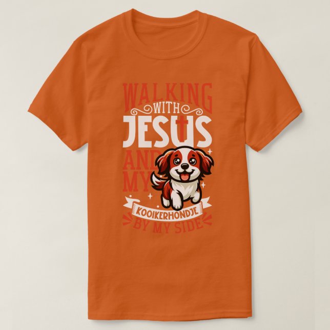 T-shirt Jésus et chien Kooikerhondje (Design devant)