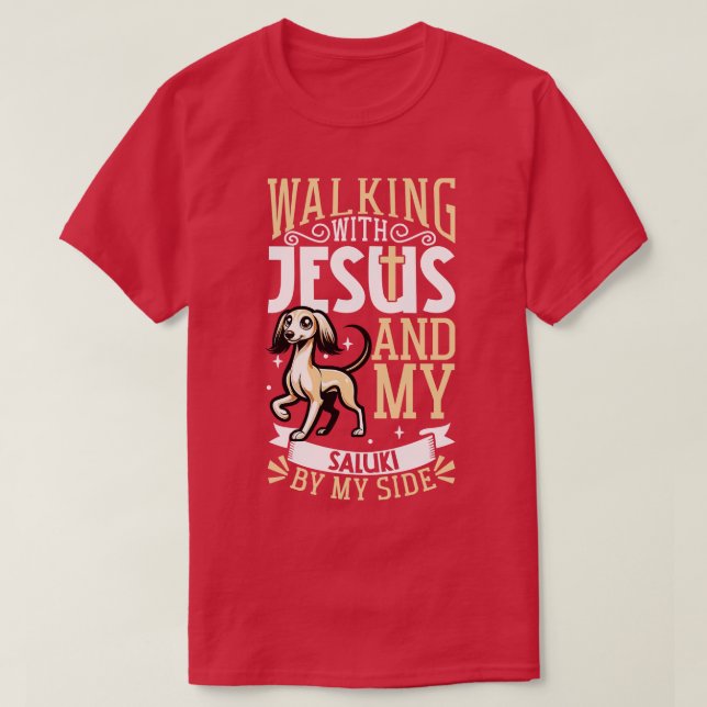 T-shirt Jésus et chien Saluki (Design devant)