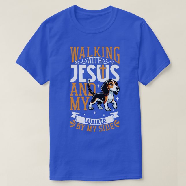 T-shirt Jésus et chien Treeing Walker Coonhound (Design devant)