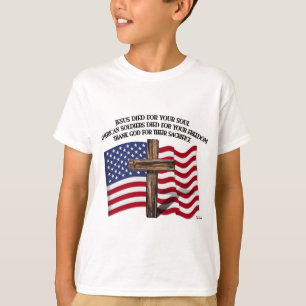 T-shirt Jésus et la croix rocailleuse USA de soldats améri