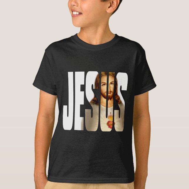 T-shirt Jésus et son image sur le noir (Devant)