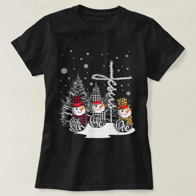 T-shirt Jesus Faith Hope Love Snowman Noël Christian (Design devant)