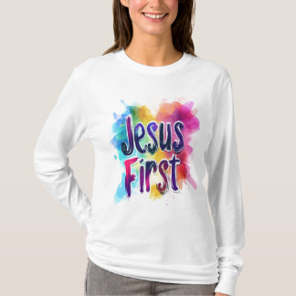 T-shirt "Jesus First" basique à manches longues