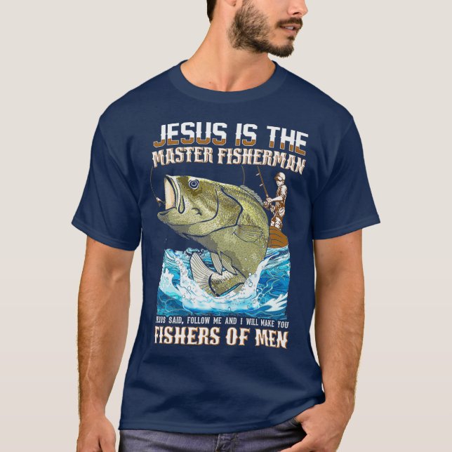 T-shirt Jesus Fisher Of Men verset de la bible Pêche papa (Devant)