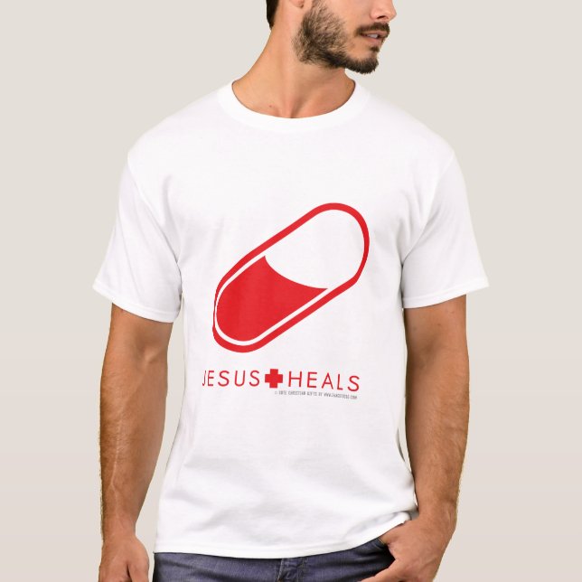 T-shirt Jésus guérit la pilule rouge (Devant)