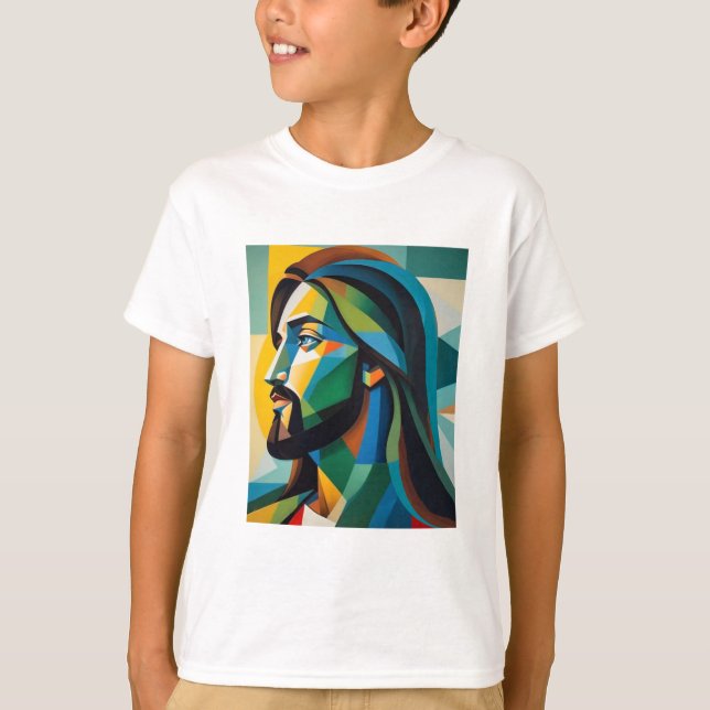 T-shirt Jesus in green cubism 6 (Devant)