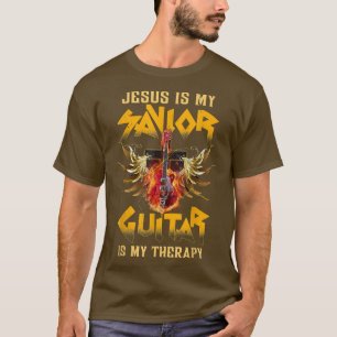 T-shirt Jésus Is My Savior, Guitar Is My TherapyJesus Love
