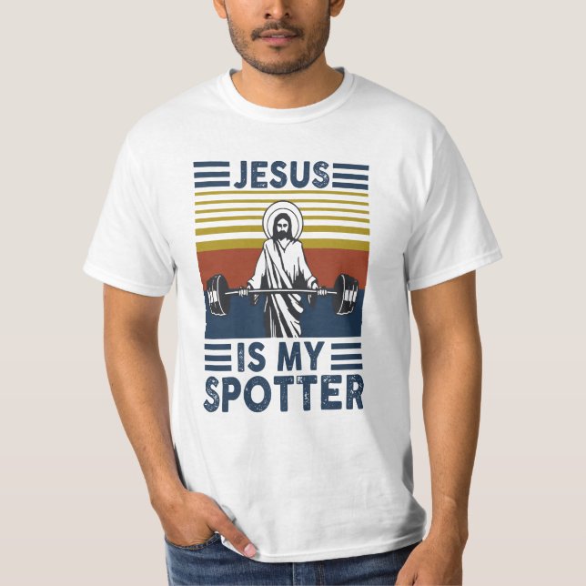 T-shirt Jesus is my spotter, weight lifting (Devant)