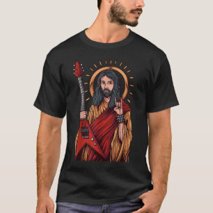 T-shirt Jésus jouant de la guitare heavy metal